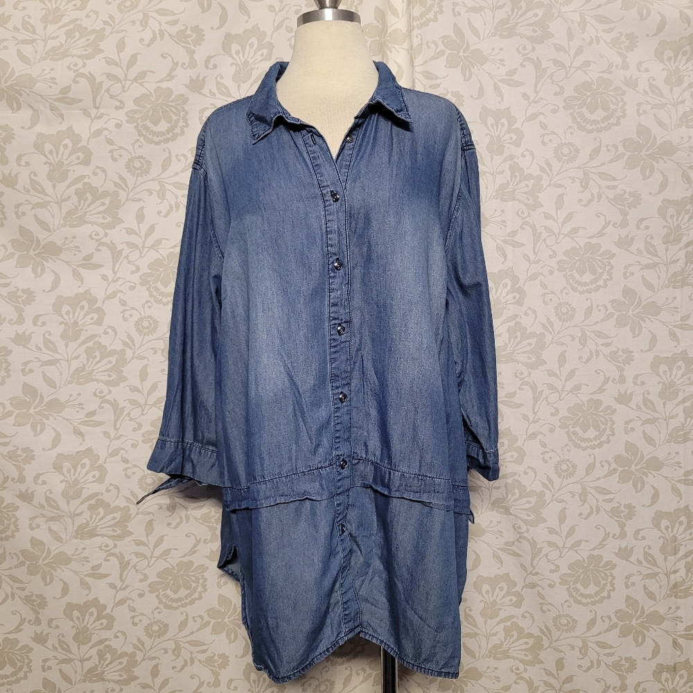 Lane Bryant Button Front Chambray Top Plus Size 2… - image 1